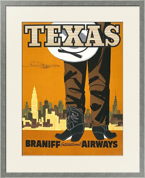 Постер Texas. Braniff International Airways с типом исполнения Под стеклом в багетной раме 1727.2510
