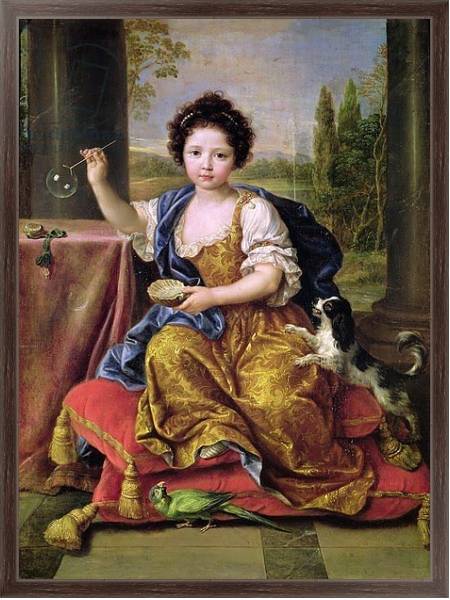 Постер Marie-Anne de Bourbon Mademoiselle de Blois, Blowing Soap Bubbles с типом исполнения На холсте в раме в багетной раме 221-02