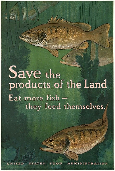 Постер Save the products of the land. Eat more fish — they feed themselves с типом исполнения На холсте без рамы