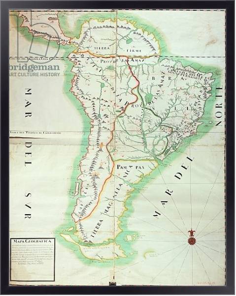 Постер Map of South America, 1777 с типом исполнения На холсте в раме в багетной раме 221-01