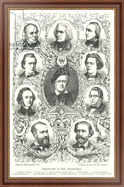 Постер Composers of the 19th Century с типом исполнения На холсте в раме в багетной раме 35-M719P-83