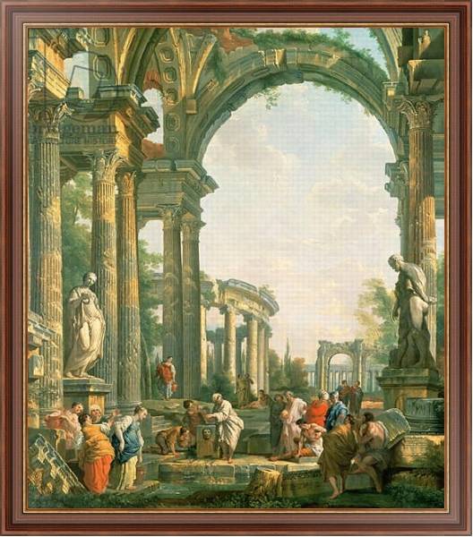 Постер Classical ruins, 18th century с типом исполнения На холсте в раме в багетной раме 35-M719P-83