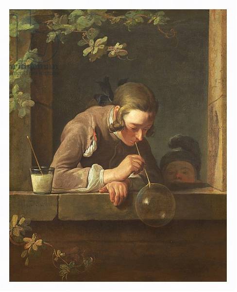 Постер Soap Bubbles, c. 1733- 34 с типом исполнения На холсте в раме в багетной раме 221-03