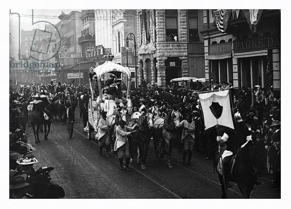 Постер Mardi Gras day, Rex passing up Camp Street, New Orleans, c.1900-06 с типом исполнения На холсте в раме в багетной раме 221-03