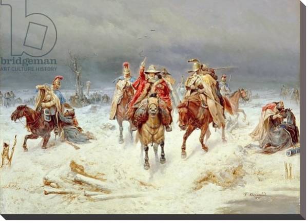 Постер French Forces Crossing the River Berezina in November 1812, 1891 с типом исполнения На холсте без рамы