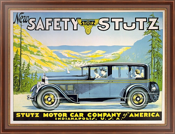 Постер New safety Stutz; Stutz 8. Stutz Motor Car Company of America, Indianapolis, U.S.A с типом исполнения На холсте в раме в багетной раме 35-M719P-83