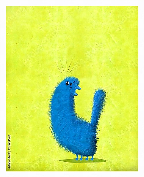Постер Поющий синий кот с типом исполнения На холсте в раме в багетной раме 221-03