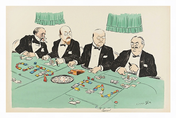 Постер quatre personnages au casino с типом исполнения На холсте в раме в багетной раме 221-03