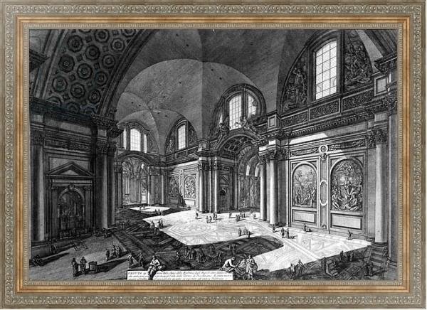 Постер View of the interior of Santa Maria degli Angeli e dei Martiri, c.1760 с типом исполнения На холсте в раме в багетной раме 484.M48.310