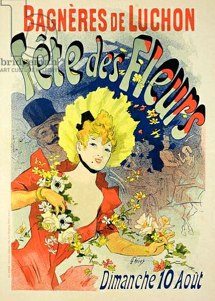Постер Reproduction of a Poster Advertising the Flower Festival at Bagneres-de-Luchon, 1890 с типом исполнения На холсте без рамы