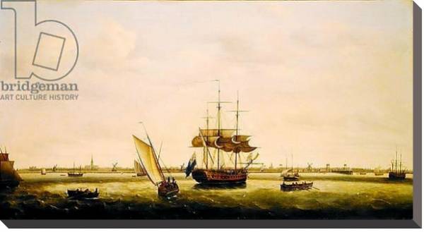 Постер The Frigate 'Surprise' at Anchor off Great Yarmouth, Norfolk, c.1775 с типом исполнения На холсте без рамы