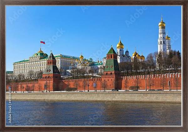 Постер Россия, Москва. Вид на Кремль №3 с типом исполнения На холсте в раме в багетной раме 221-02