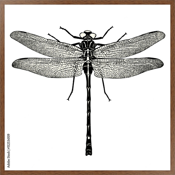 Постер Ретро иллюстрация стрекозы с типом исполнения На холсте в раме в багетной раме 1727.4310