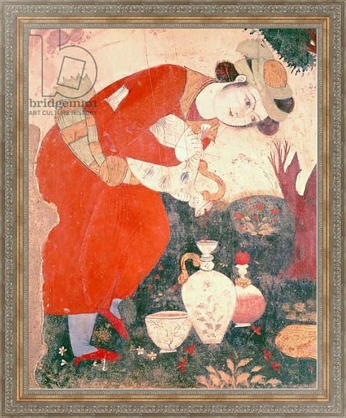 Постер Woman pouring Wine in the Court of Shah Abbas I, 1585-1627 с типом исполнения На холсте в раме в багетной раме 484.M48.310