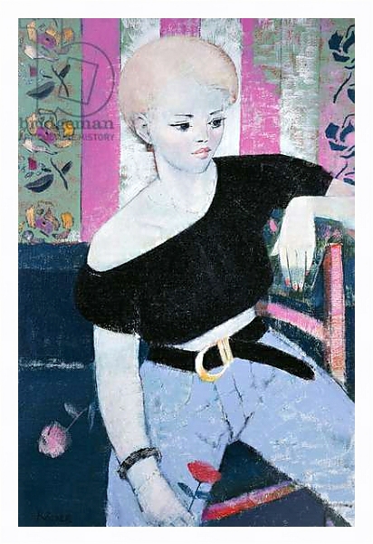 Постер Girl with Rose с типом исполнения На холсте в раме в багетной раме 221-03