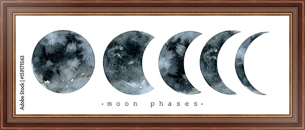 Постер Убывающая луна с типом исполнения На холсте в раме в багетной раме 35-M719P-83
