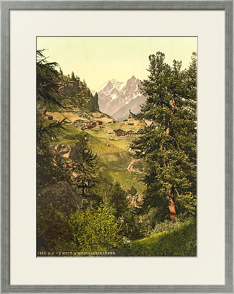 Постер Швейцария. Долина в Альпах с типом исполнения Под стеклом в багетной раме 1727.2510