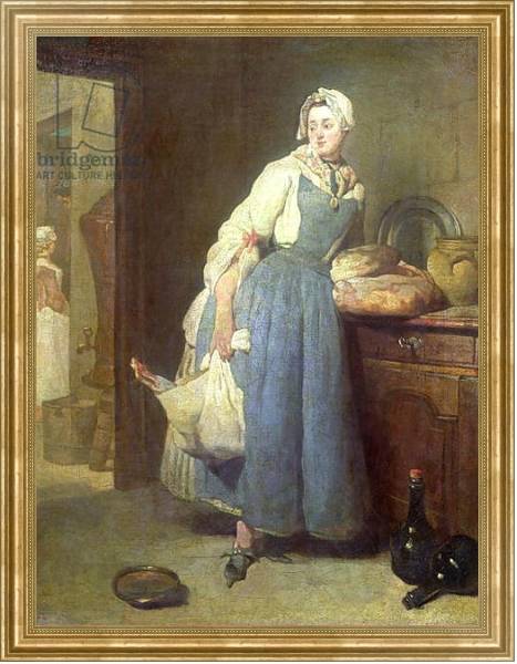 Постер The Kitchen Maid with Provisions, 1739 с типом исполнения На холсте в раме в багетной раме NA033.1.051