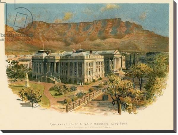 Постер Parliament house & Table mountain, Cape Town с типом исполнения На холсте без рамы