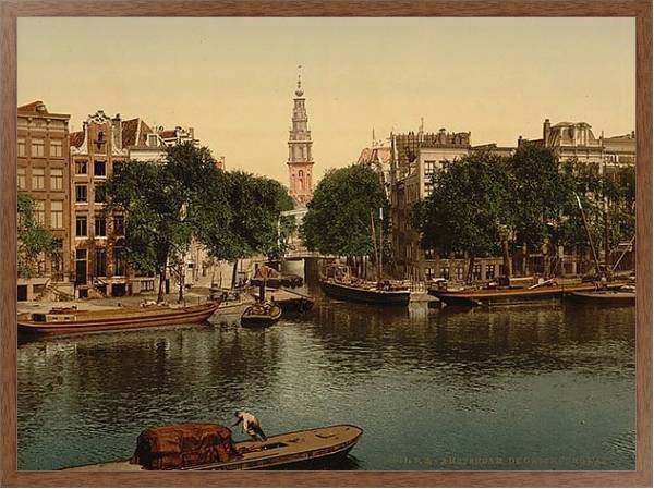 Постер Нидерланды. Амстердам, канал Groenburgwal с типом исполнения На холсте в раме в багетной раме 1727.4310