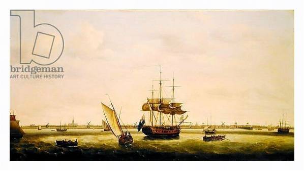 Постер The Frigate 'Surprise' at Anchor off Great Yarmouth, Norfolk, c.1775 с типом исполнения На холсте в раме в багетной раме 221-03