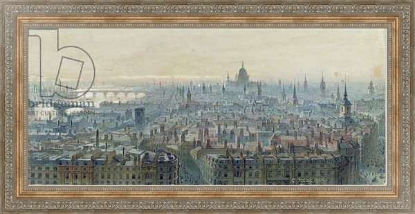 Постер Panorama of London from the top of the Monument, looking west, 1848 с типом исполнения На холсте в раме в багетной раме 484.M48.310