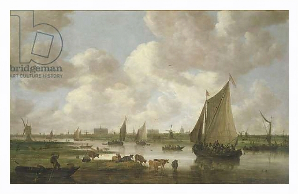 Постер A View of Leiden from the North East с типом исполнения На холсте в раме в багетной раме 221-03
