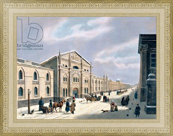 Постер The Synodal Printing house at Nikolyskaya street on Moscow, 1840s 1 с типом исполнения Акварель в раме в багетной раме 484.M48.725