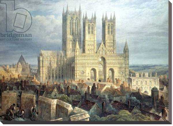 Постер Lincoln Cathedral from the North West, c.1850 с типом исполнения На холсте без рамы
