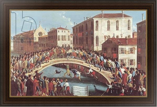 Постер Battle with Sticks on the Ponte Santa Fosca, Venice с типом исполнения На холсте в раме в багетной раме 1.023.151