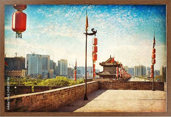 Постер Китай, Сиань. Древняя городская стена с типом исполнения На холсте в раме в багетной раме 1727.4310