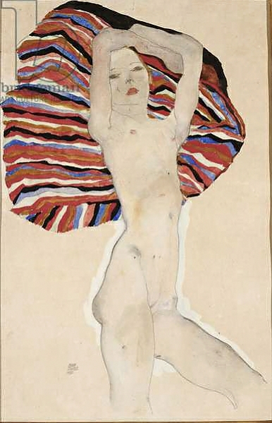 Постер Nude against coloured material, 1911 с типом исполнения На холсте без рамы