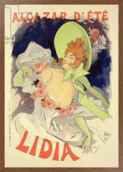 Постер Reproduction of a poster advertising 'Lidia', at the Alcazar d'Ete, 1895 с типом исполнения На холсте в раме в багетной раме 1727.4310