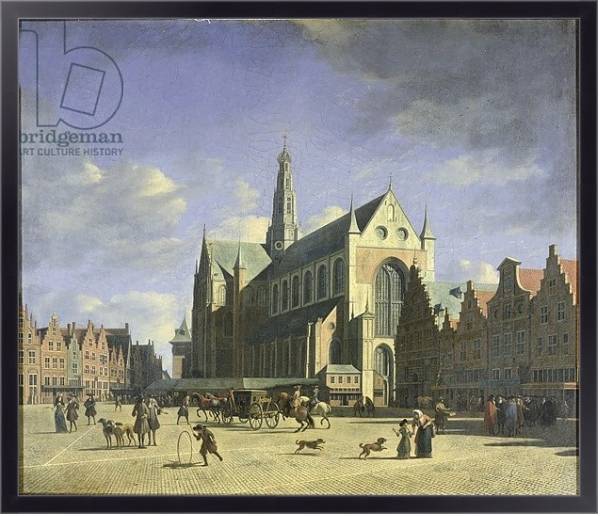 Постер The Groote Markt Haarlem с типом исполнения На холсте в раме в багетной раме 221-01