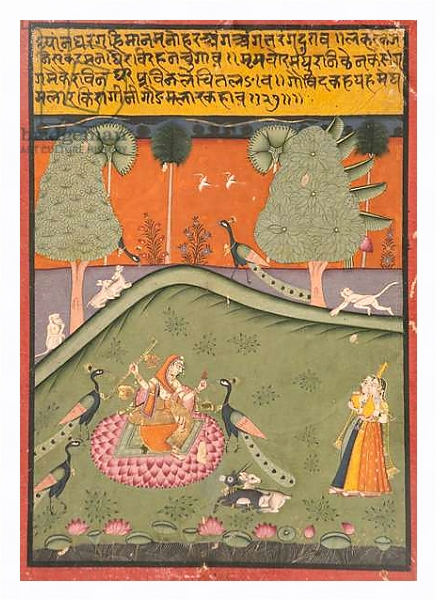 Постер Gaurmalar Ragini of Megh, c.1720 с типом исполнения На холсте в раме в багетной раме 221-03