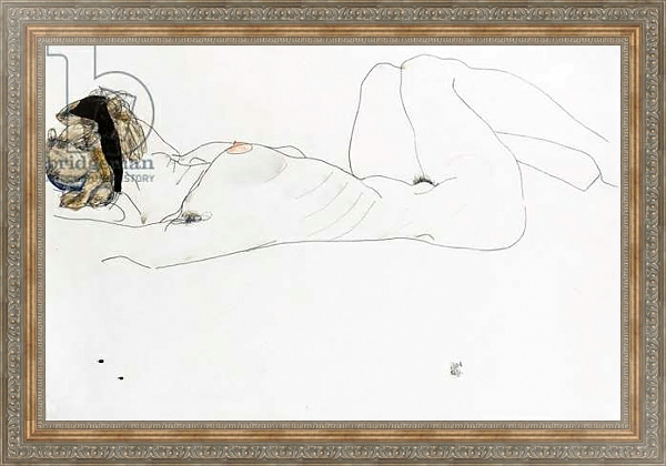 Постер Reclining female nude, 1912 с типом исполнения На холсте в раме в багетной раме 484.M48.310