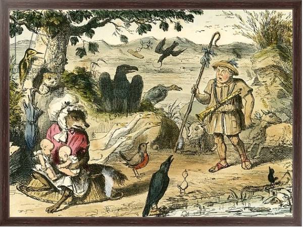 Постер Romulus and Remus discovered by a gentle shepherd с типом исполнения На холсте в раме в багетной раме 221-02