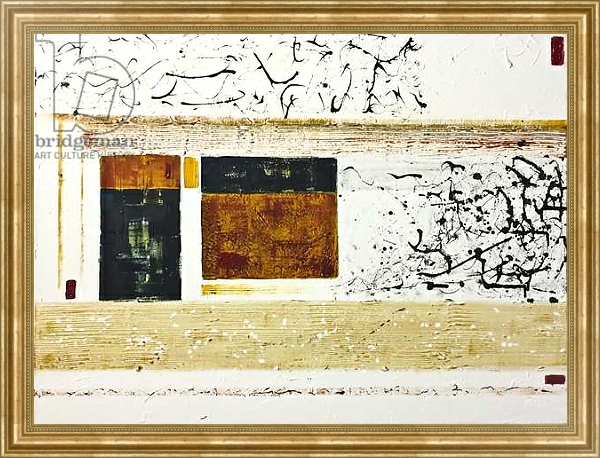 Постер 5 Red Corners, Large Abstract,, painting с типом исполнения На холсте в раме в багетной раме NA033.1.051