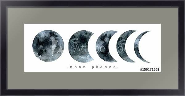 Постер Убывающая луна с типом исполнения Под стеклом в багетной раме 221-01