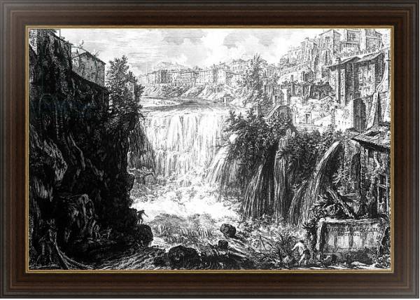 Постер View of the Waterfall at Tivoli, from the 'Views of Rome' series, c.1760 с типом исполнения На холсте в раме в багетной раме 1.023.151