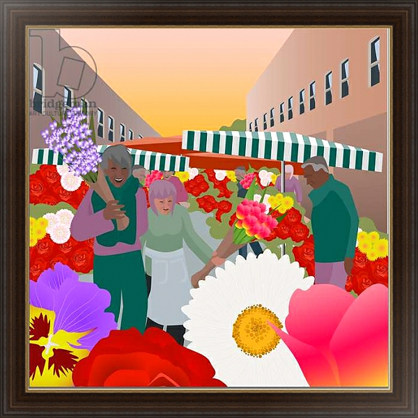Постер Flower Market at Columbia Road с типом исполнения На холсте в раме в багетной раме 1.023.151