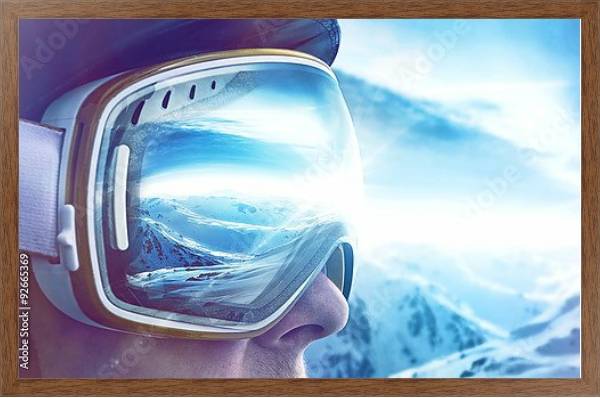 Постер Мужчина в горнолыжных очках с типом исполнения На холсте в раме в багетной раме 1727.4310