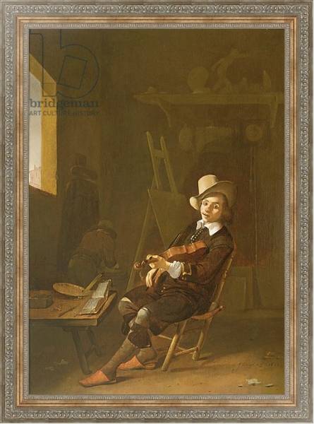 Постер Self Portrait of the Artist Playing a Violin с типом исполнения На холсте в раме в багетной раме 484.M48.310