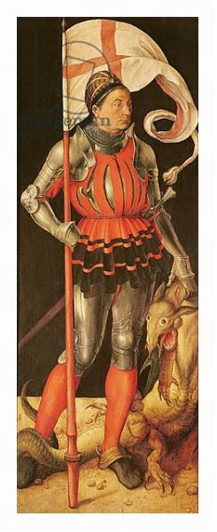 Постер Stephan Paumgartner portrayed as Saint George, left panel of the Paumgartner Altarpiece, c.1500 с типом исполнения На холсте в раме в багетной раме 221-03