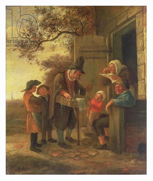 Постер A Pedlar selling Spectacles outside a Cottage, c.1650-53 с типом исполнения На холсте в раме в багетной раме 221-03