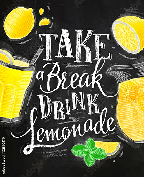 Постер Постер с лимонадом с типом исполнения На холсте без рамы