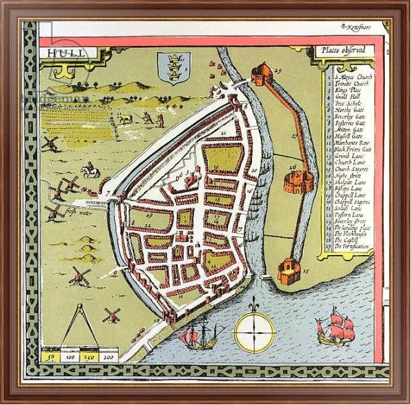 Постер Hull, detail from the map of the North and East Ridings of Yorkshire, 1611-12 с типом исполнения На холсте в раме в багетной раме 35-M719P-83