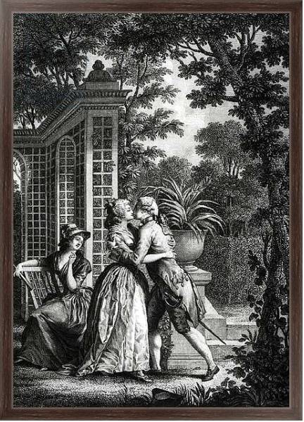 Постер The First Kiss of Love, illustration from 'La Nouvelle Heloise' by Jean-Jacques Rousseau с типом исполнения На холсте в раме в багетной раме 221-02