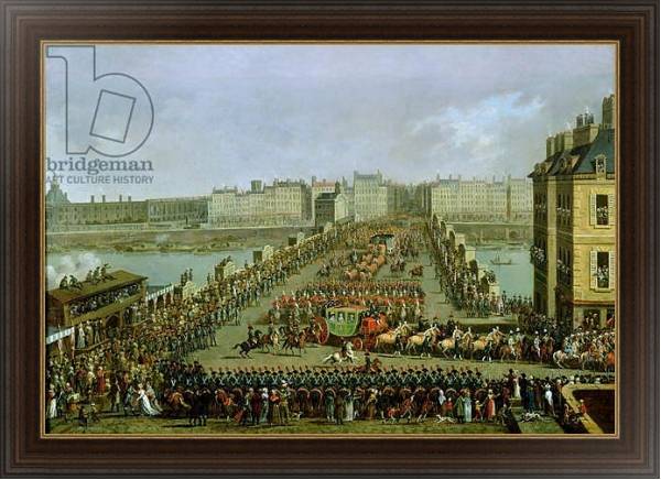 Постер The Imperial Procession Returning to Notre Dame for the Sacred Ceremony 1804, Crossing the Pont-Neuf с типом исполнения На холсте в раме в багетной раме 1.023.151