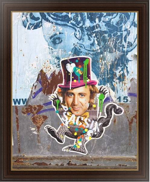 Постер Рисунок шляпника на стене с типом исполнения На холсте в раме в багетной раме 1.023.151